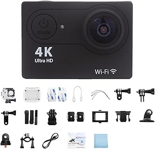 Câmera Ultra HD Minicâmera de ação ultra HD 4K/30fps ao ar livre WiFi com controle remoto câmera esportiva à prova d'água Pro Capacete de moto câmera esportiva Vários modos e controle remoto 2.4G (Si