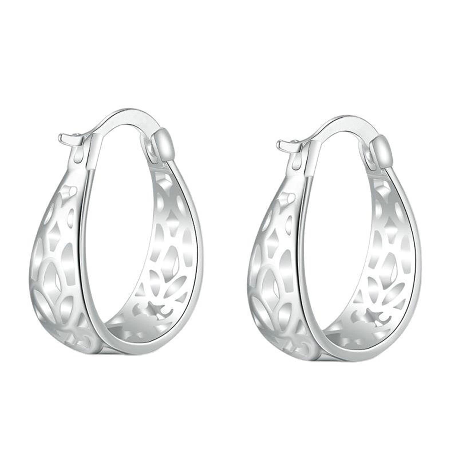 KnSam Au750 Pendientes de oro blanco para mujer, joyas de oro real, pendientes de aro de aro de filamento de 18 K, pendientes de aro para mujer, pequeños, plateados