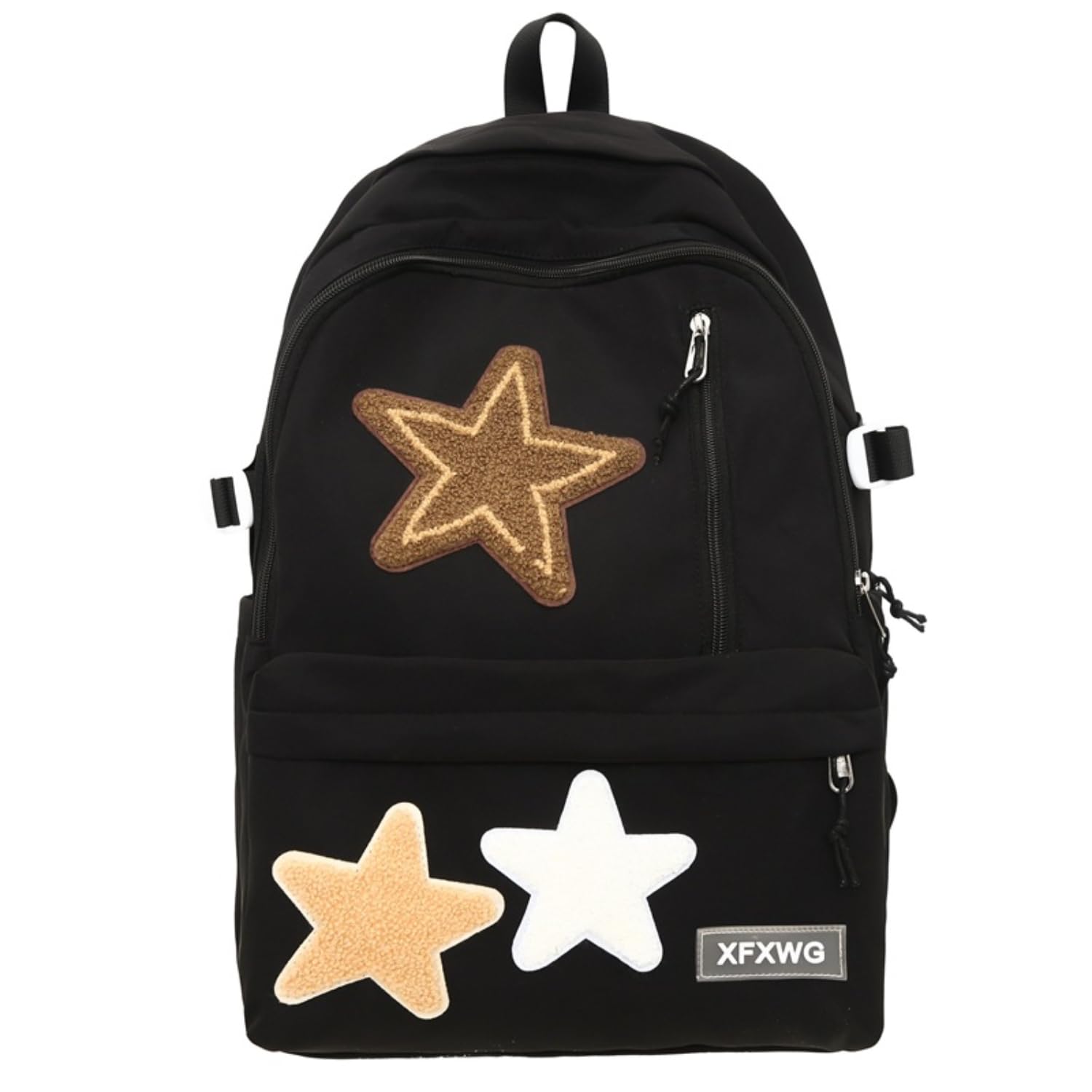 Y2k Backpack with Kawaii Pendant Aesthetic Star Backpack Cute Preppy Laptop Book Bag Back to College Supplie (Black,One Size)