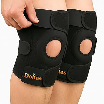 DOLTAS Knee Brace Pair – Compression Knee Cap for Men Pain Relief & Women – Knee Support for Men Gym, Running, Arthritis, Joint Pain, Injury Recovery | (BLACK) - image, photos