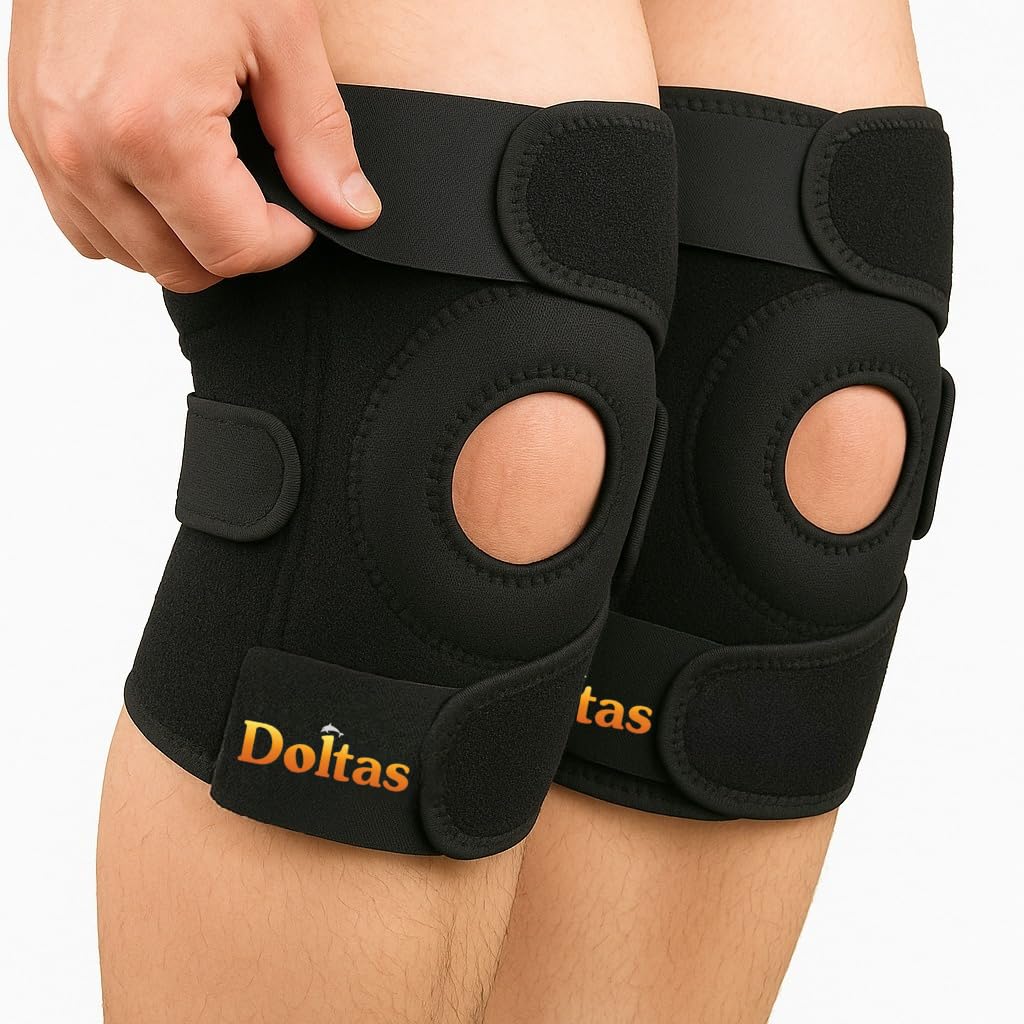 DOLTAS Knee Brace Pair – Compression Knee Cap for Men Pain Relief & Women – Knee Support for Men Gym, Running, Arthritis, Joint Pain, Injury Recovery | (BLACK)