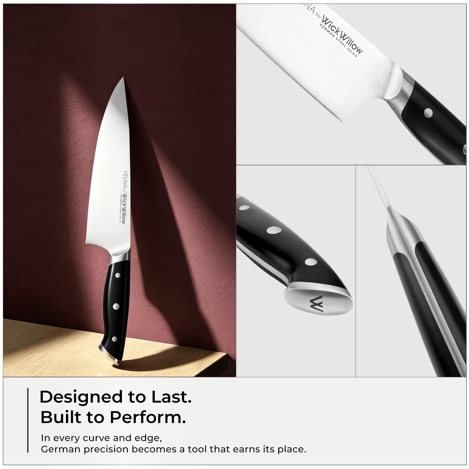 WICKWILLOW 8” Chef Knife – Ultra Sharp German Steel, Ergonomic Handle — Amazon image 8