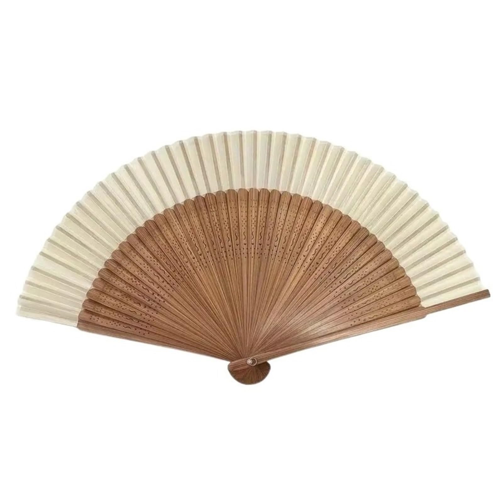 Zeahkri Folding Fans 6pcs Ancient Style Bamboo Folding Fan Portable Summer Dance Handheld for Cheongsam Dress for Wedding Performance Dancing(White)
