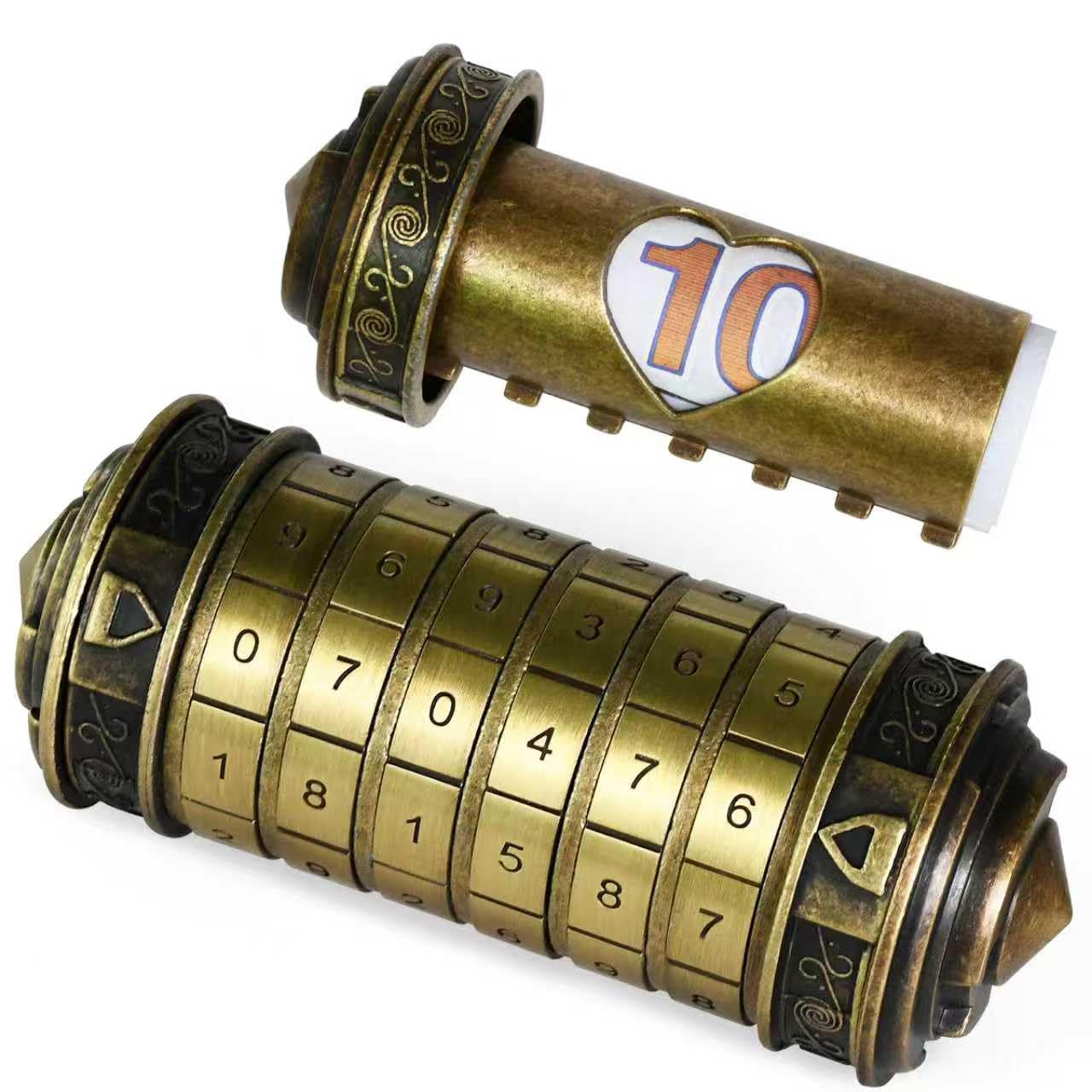 FLYALIGOGO Cryptex Da Vinci Code Numeric, Money Puzzle Box for Cash Gift with Secret Hidden Compartments Birthday Xmas for Men & Women Escape Room