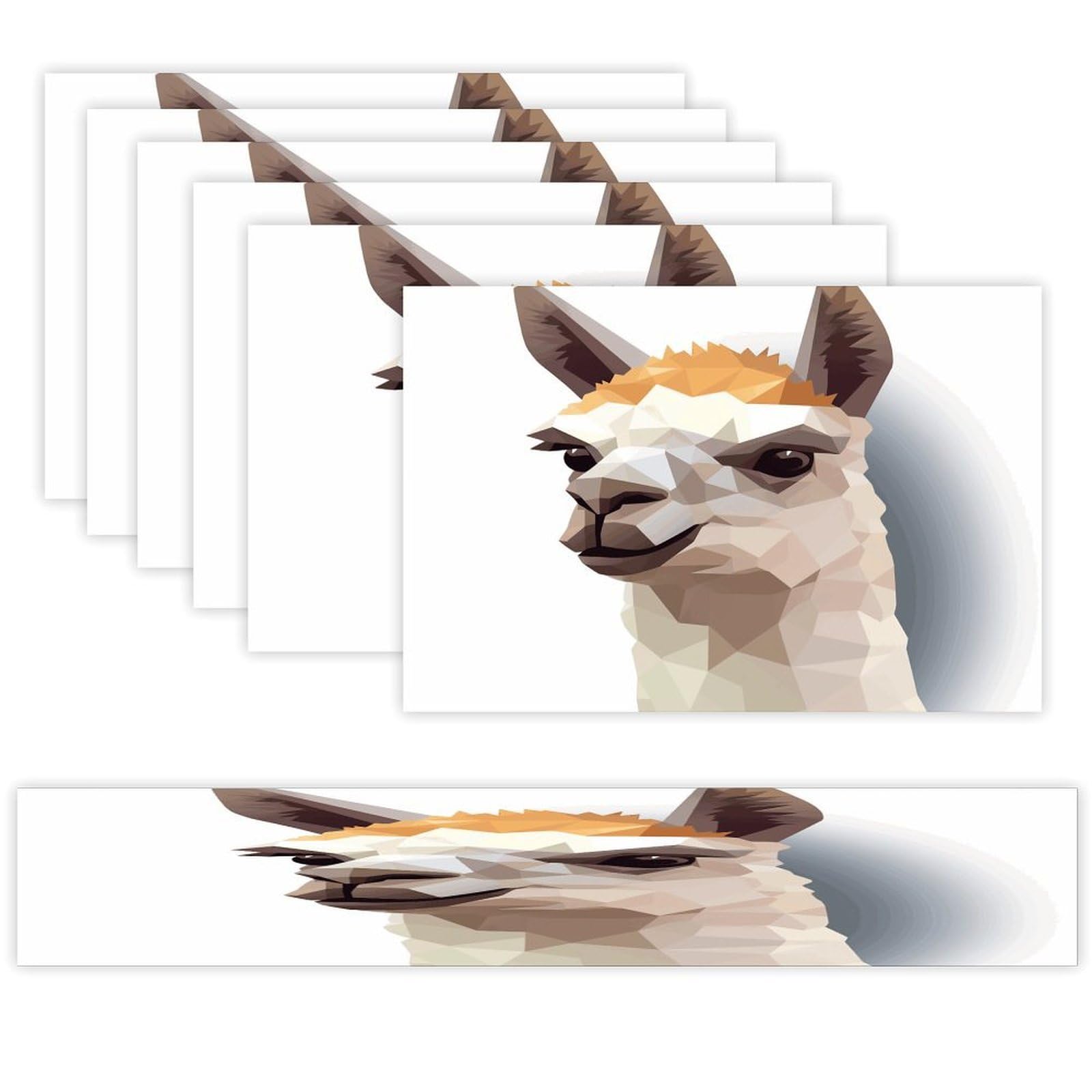 Alpaca Avatar Table Runner and Placemats Set of 6 Wipe Clean Heat Resistant Table Mat with Table Runner Decorations Flax Linen Place Mat Set for Home Kitchen Party Supplies