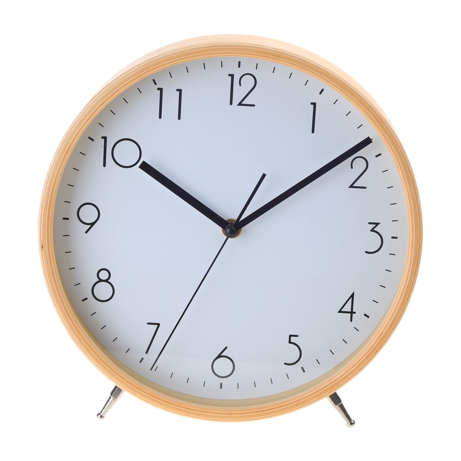 YWLUUOO Modern Wooden Analog Desktops Clock Battery Operated Simple Wall Clock with Quiet Movement Decorative Tabletop