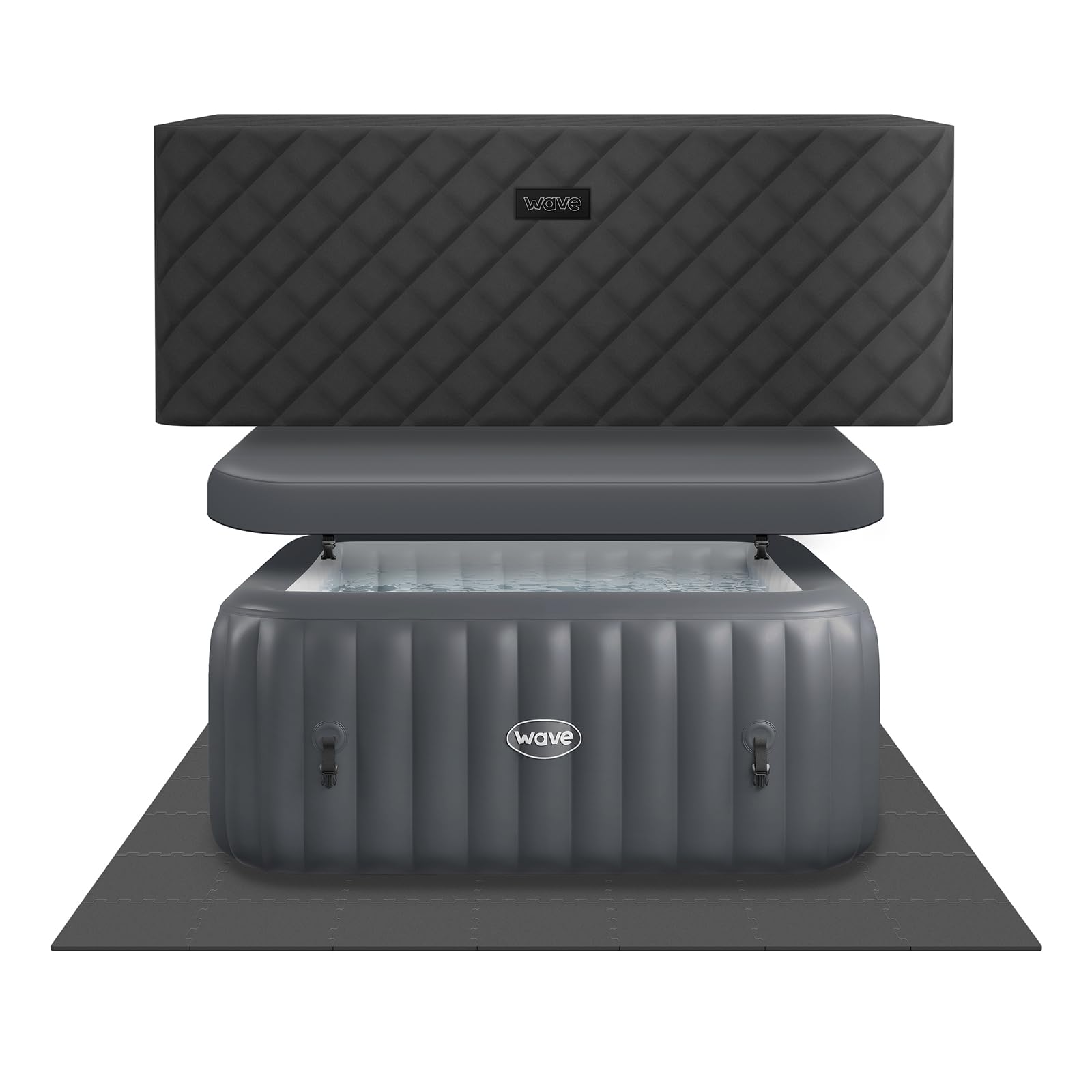 Wave Pacific 4-6 Person Inflatable Hot Tub | Integrated Eco Heater | 110/130 Aquajet Massage System | Anti-Freeze Protection | Quick 15-Minute Setup (Dark Grey, 4 Person | Standard) — view 14
