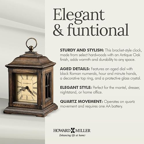 Vista 3 de Howard Miller Talia - Reloj de mesa de madera vintage con movimiento de cuarzo, estilo soporte, escritorio analógico a pilas y reloj de estante