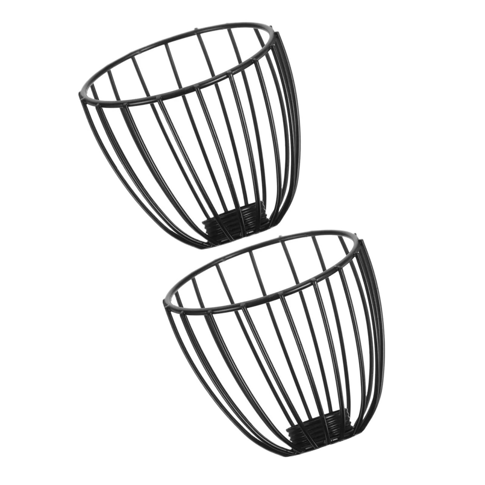 Metal Lamp Cover 2Pcs Rustic Black Metal Cage Lampshade Industrial Wire Pendant Lamp Shade for Vintage Decor E14 Bulb Cover Hanging Light Fixture