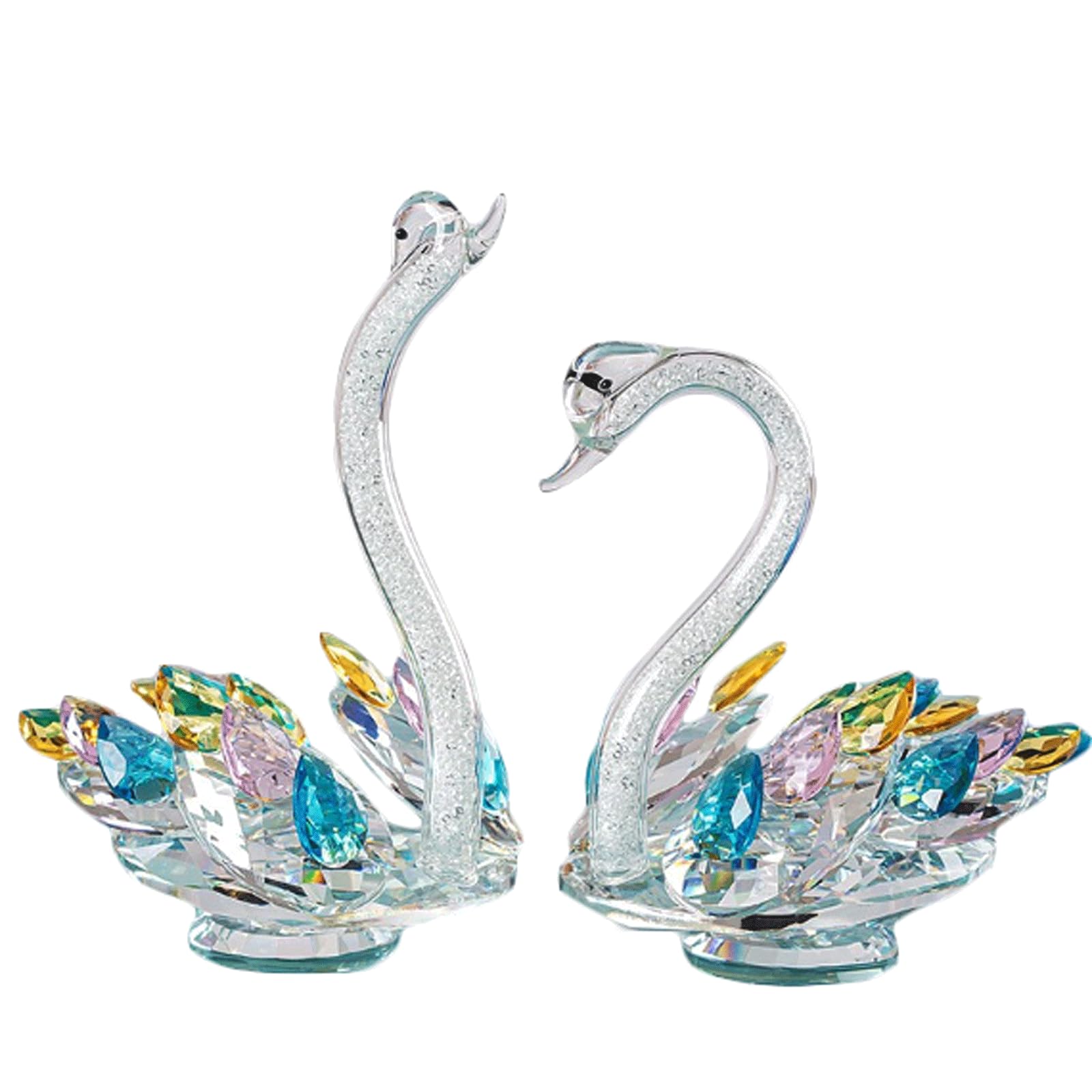 1 par de figuritas de Cisne de Cristal, Adornos de vitral, Mueble de TV, figuritas de Cisne en Miniatura, gabinete de Vino, Ventana, artesanías de Cristal Bonita Figura