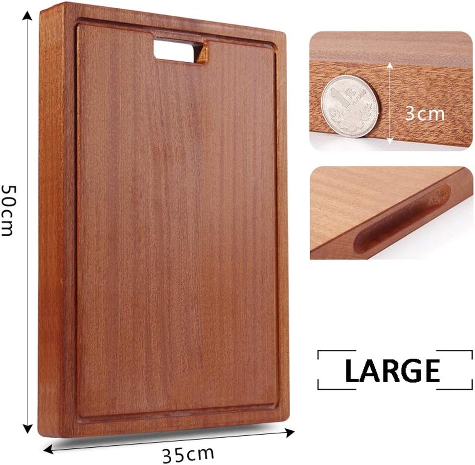 Household Cutting Board Solid Wood Chopping Board Large Knife Board Kitchen Carving Borad for Meat/Cheese/Pasta-Reversible + Durable + Juice Groove (Size : Large) (OneColor Large)