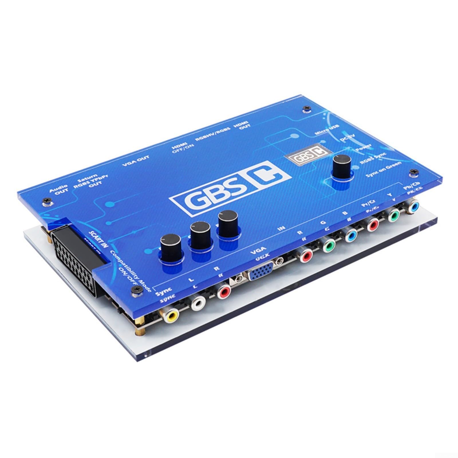 Convertidor de señal video GBSC para los sistemas clásicos del juego con la entrada componente de RGBS SCART y ayuda de la salida de VGA