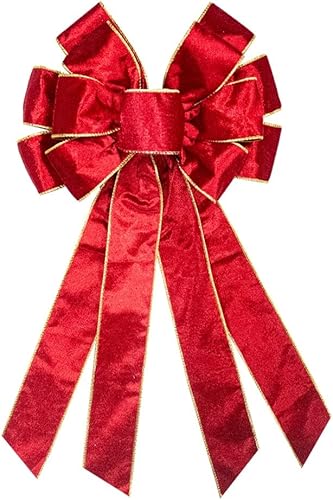 Lazo grande de San Valentín para corona, lazos de terciopelo rojo para decoración de valla de pared de puerta delantera, borde dorado, corona de