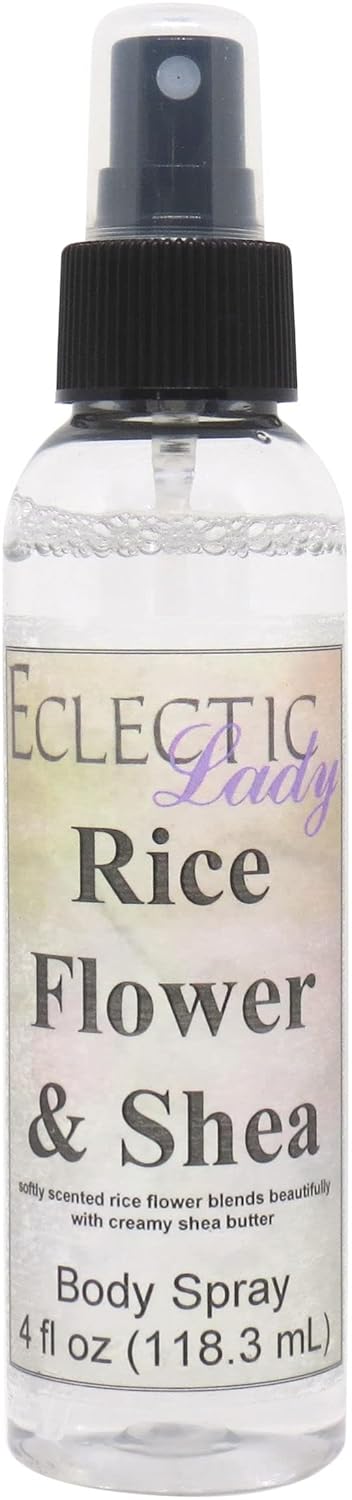 Eclectic Lady Rice Flower and Shea Body Spray, 8 ounces, Body Mist for Women with Clean, Light & Gentle Fragrance, Cologne with Soft, Subtle Aroma For Daily Use