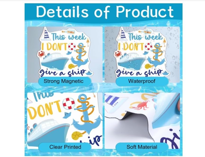 Miniatura 6 de Decoración magnética para puerta de crucero familiar, 6 piezas de Wxiben para decoración de puerta de crucero de navegación marítima, imanes grandes