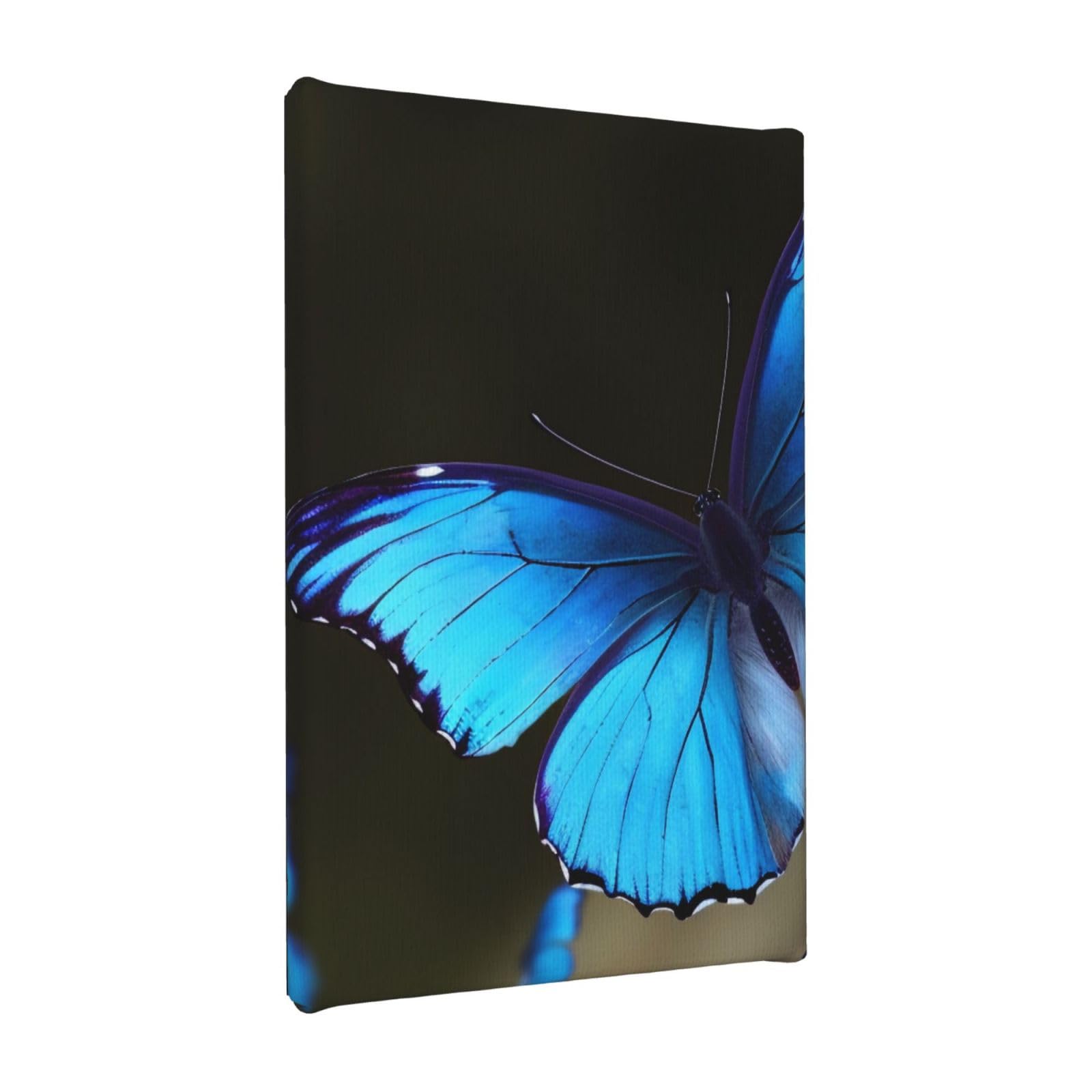 YKLJG Outdoor Beautiful blue butterfly Printed Wall Art Canvas Painting 20x30 CM Wooden Framed Picture Painting Artwork Prints for Bedroom Kitchen Home Office Decor