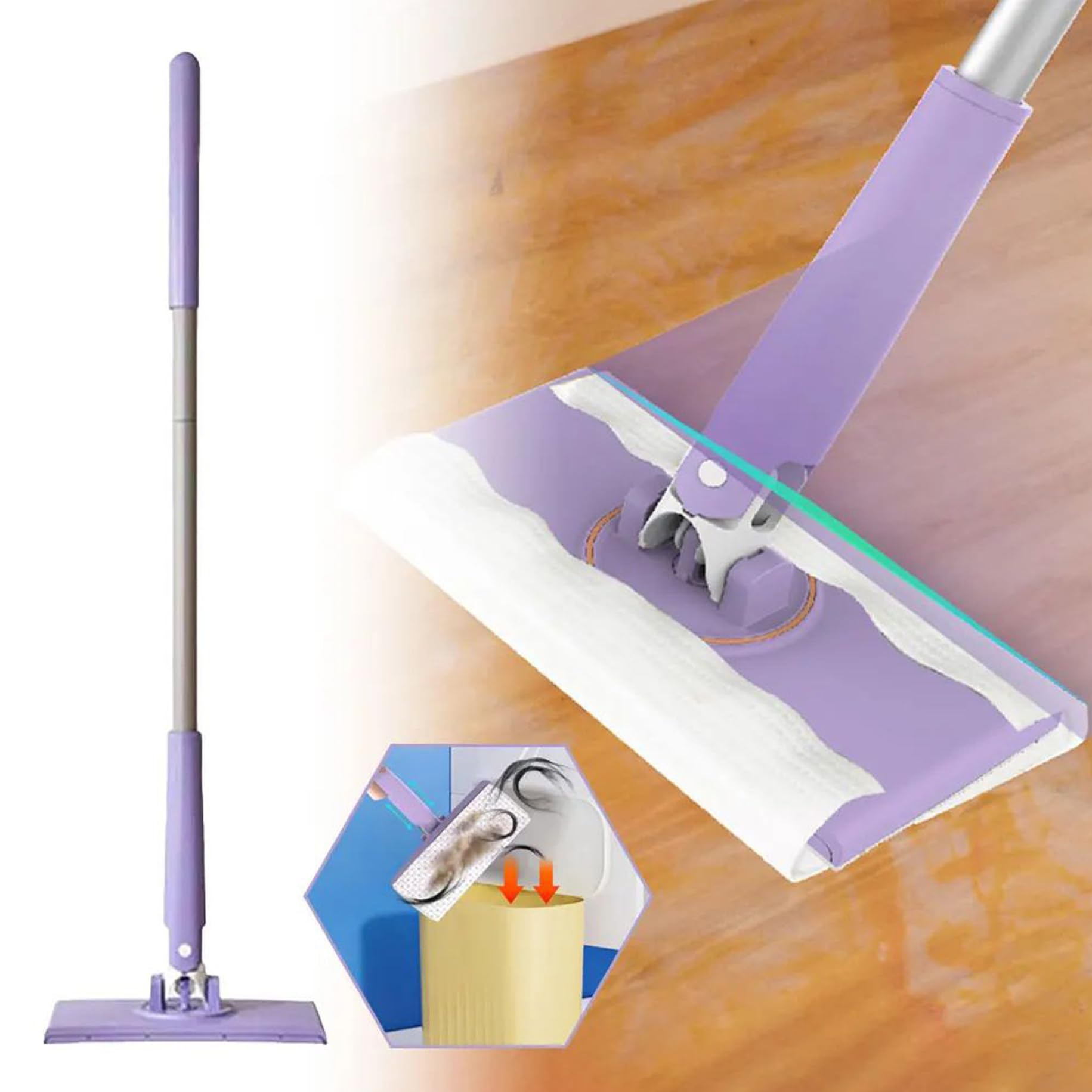 Mini Mop Lavapavimenti Automatico Mop, Mini Mop con Rotazione a 360°, Lavapavimenti a Mani Libere con Asciugamani, Kit di Lavaggio a Secco sospeso/424