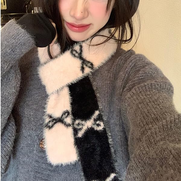 Y2k Skinny Scarf for Women Knit Thin Scarf Bow Scarf Preppy Stuff Coquette Aesthetic Accessories3