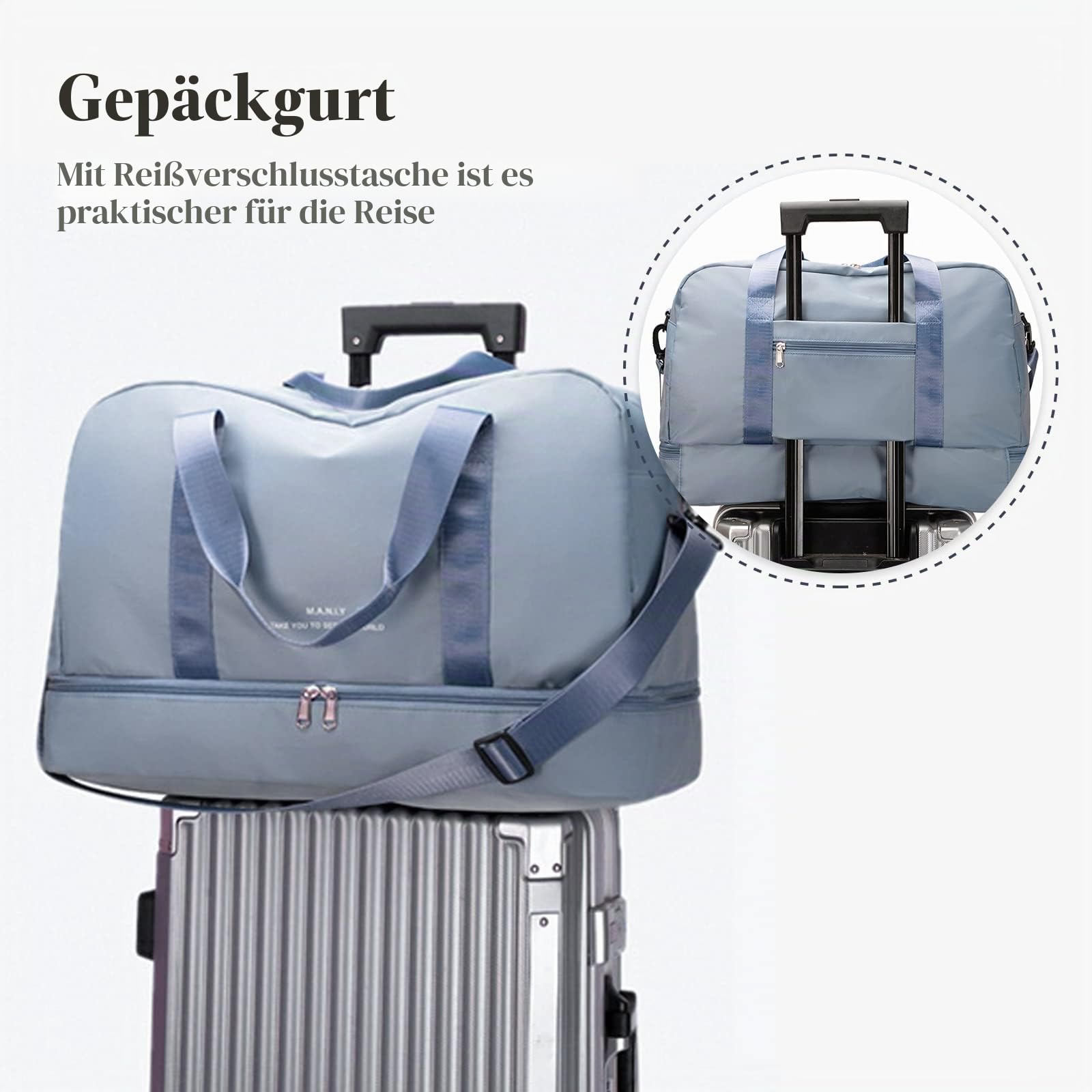 CORIOS Nylon Sporttasche für Herren/Damen Reisetaschen Duffle Bag Weekender Übernachtung Tasche Fitnesstasche Schwimmtasche Trainingstasche Kabinenreisetasche für Reisen Sport Fitnessstudio Hellrosa