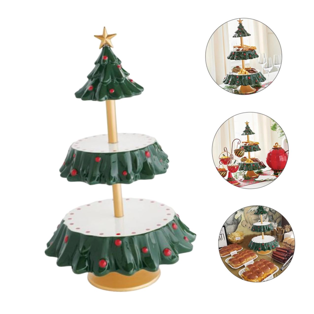 ULTECHNOVO Bandeja de Resina Navideña Diseño de Árbol de Navidad Plato para Aperitivos y Snacks Soporte Decorativo para Mesa Festiva Adecuado para Frutas y Bocadillos en Fiestas