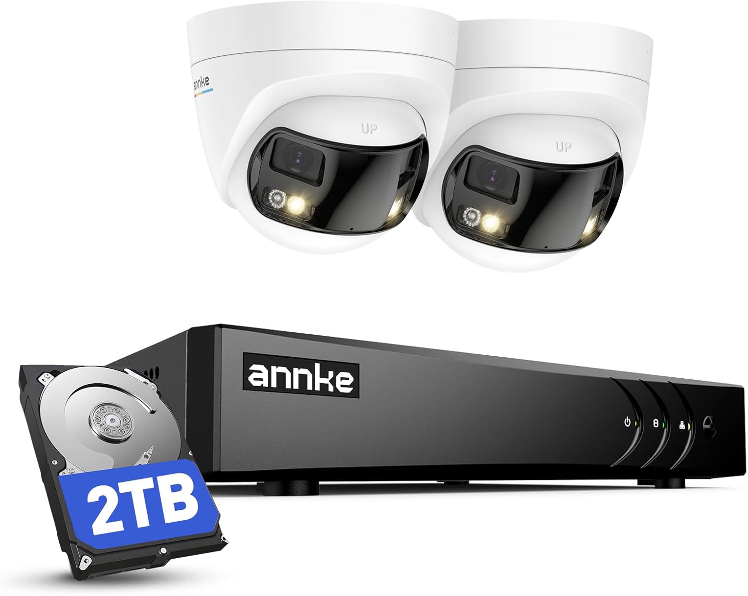 ANNKE 5MP Lite 16 Channel Security Video Recorder with 2 Pacck 5MP Analog Dual-Lens Security Camera, 180°Wide Angle, Smart Dual Light, 130dB, 3D DNR, One-Way Audio, IP67, 2TB