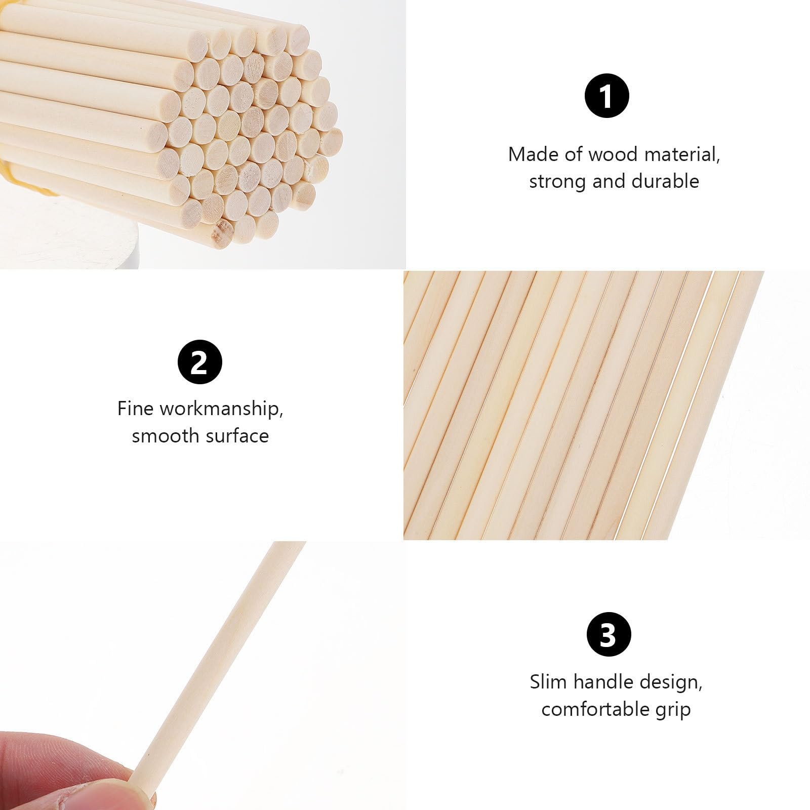 Palitos de Madera Beige Seguros y Fáciles de Sujetar 500 para Hacer Helados Caseros Ideales para Bricolaje y Decoración Hogar