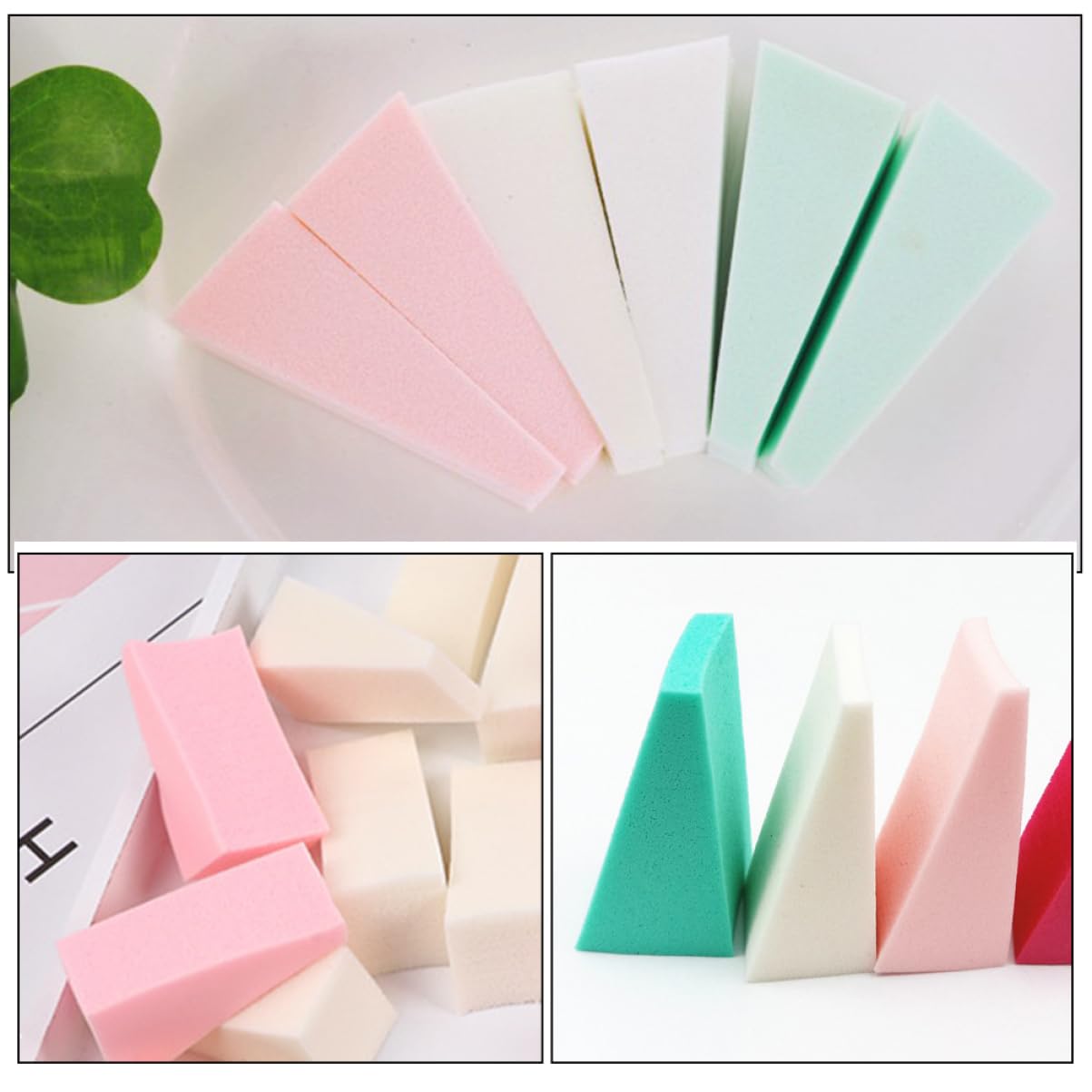 LALAFINA 150piezas Esponjas De Maquillaje Triangulares Para Base De Maquillaje De Aplicador De Cosméticos Húmedo y Seco Para y