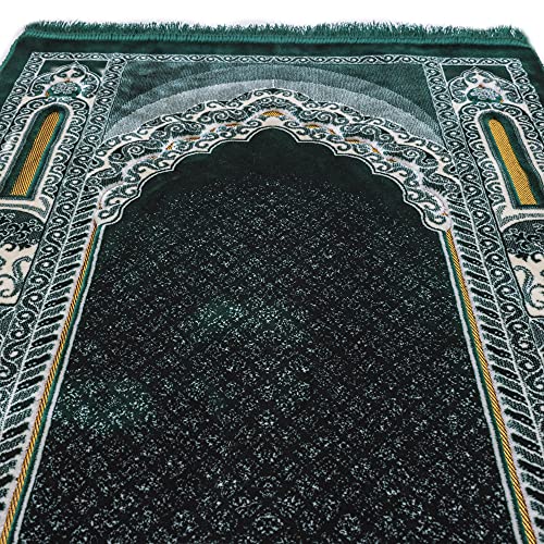 Modefa-Islamic-Prayer-Rug-Double-Plush-Large-Wide-Velvet-Carpet-Traditional-Muslim-Janamaz-Sajada-Thick-Turkish-Prayer-Mat-for-Men-Women-Ramadan-or-Eid-Gift-Floral-Mihrab-Green