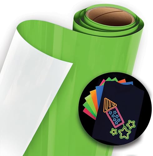 Siser Vinilo de transferencia de calor Easy Glow, rollo de 12 pulgadas x 1 yarda (verde neón) - Compatible con Siser RomeoJuliet y otros cortadores