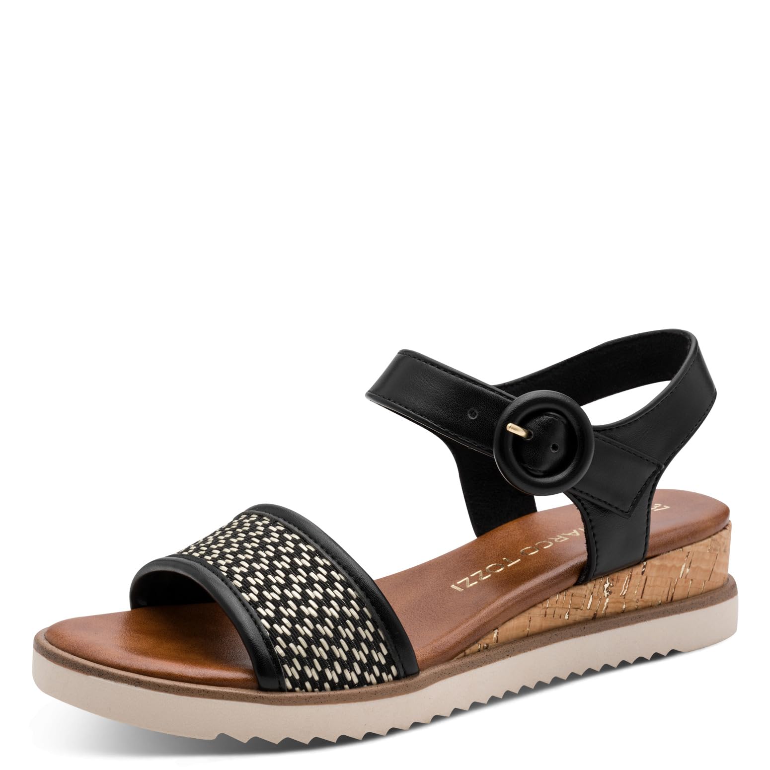 MARCO TOZZI Women Sandal soft Feel Me footbed Vegan soft lining Stylish, black (BLACK COMB), 4.5 UK
