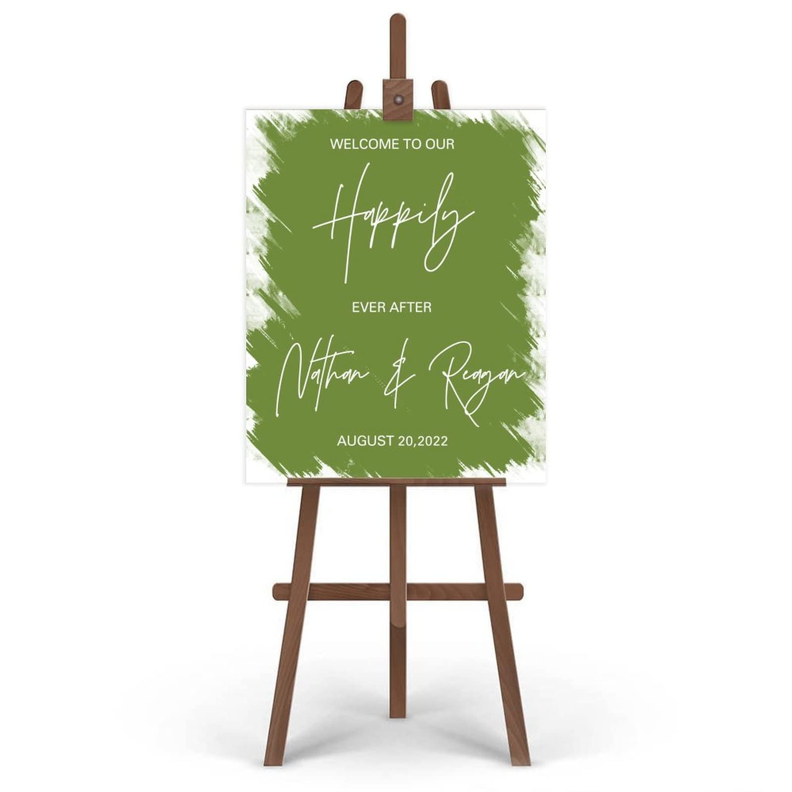 Segno personalizzato Welcome to Our Happily Ever After su misura qualsiasi nome regalo di nozze segno minimalista per cerimonia di nozze segno segno per festa da tavola 45,7 x 61 cm