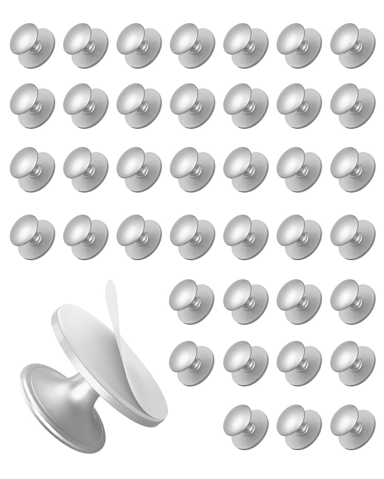 Anobeyi 40 Pack Self Adhesive Cabinet Knobs, No Drilling Self Stick Drawer Knob, Stick-on Kitchen Cabinet Stainless Steel Handle Pull for Window,