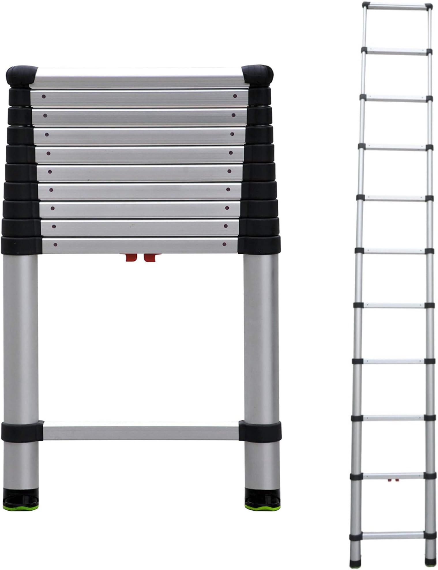 1400E Telescoping Extension Ladder โ 10.5 ft Height, 14 ft Reach | Type 1 250 lb Rated | Lightweight Aluminum Ladder with One-Touch Retraction & Pivoting Feet
