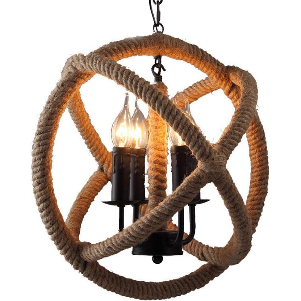 Lustre industriel corde de chanvre pour éclairer les grands espaces