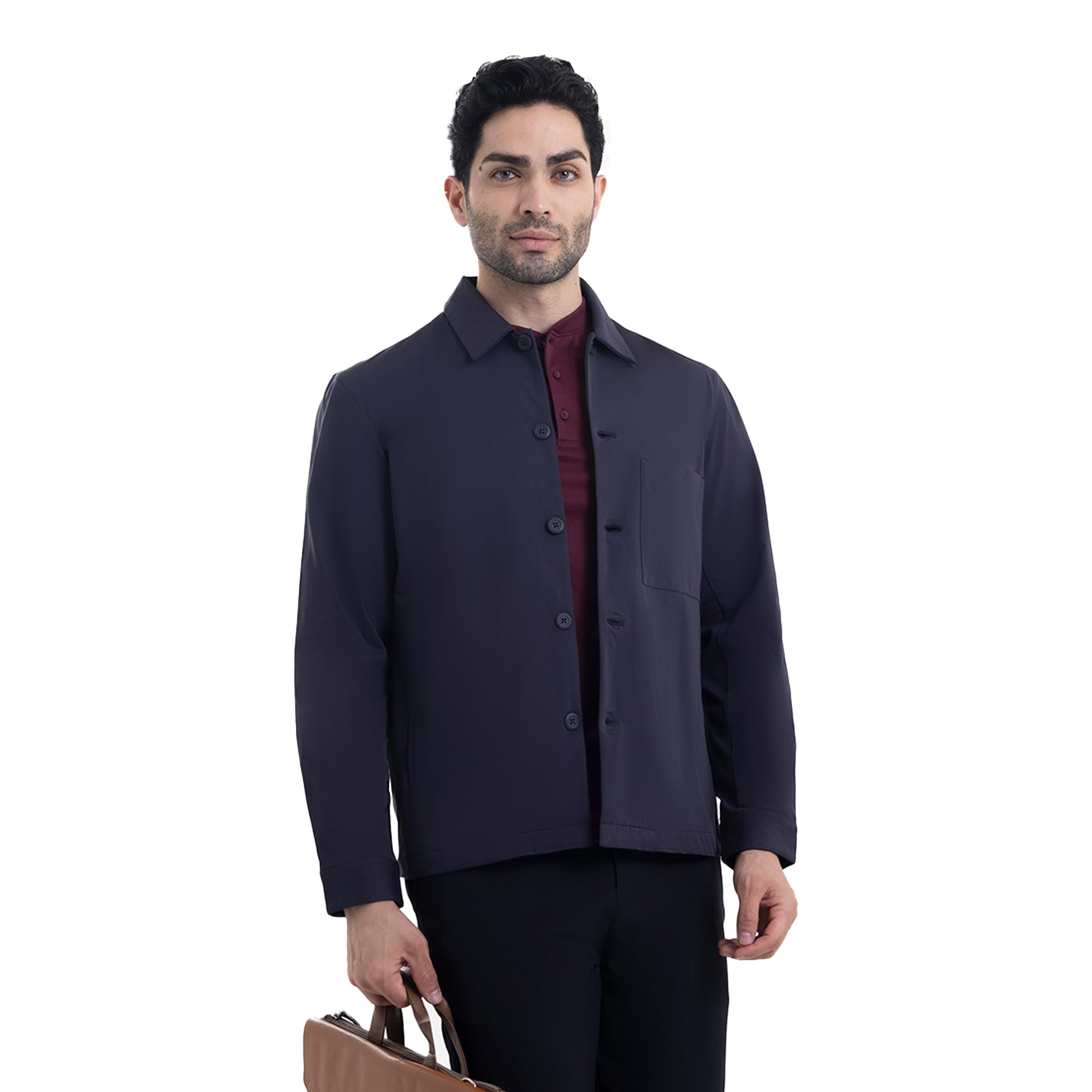 harfun Navy Workday Shacket | Shirt Jacket | Office & Casual Wear | Lightweight | Breathable | Soft Fabric | Easy Care |-picture-28