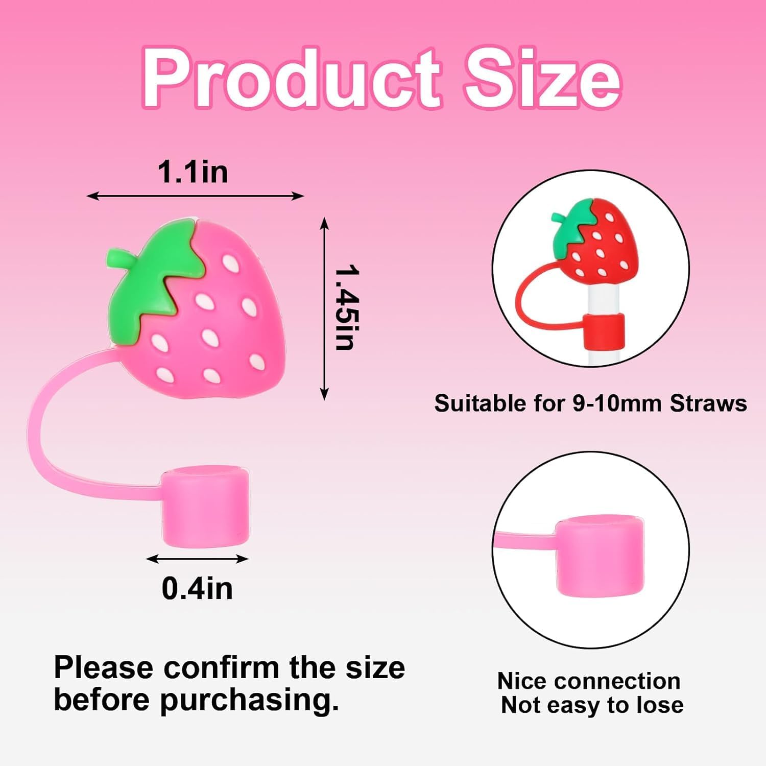 Mshine Reusable Cute Cartoon Straw Cap Silicone Straw Cover Cap Dust-Proof Drinking Straw Tips Lids Cover Multi-Design Fit for 9mm, and 10mm Straws (Pack of 1) - Image 2 thumbnail