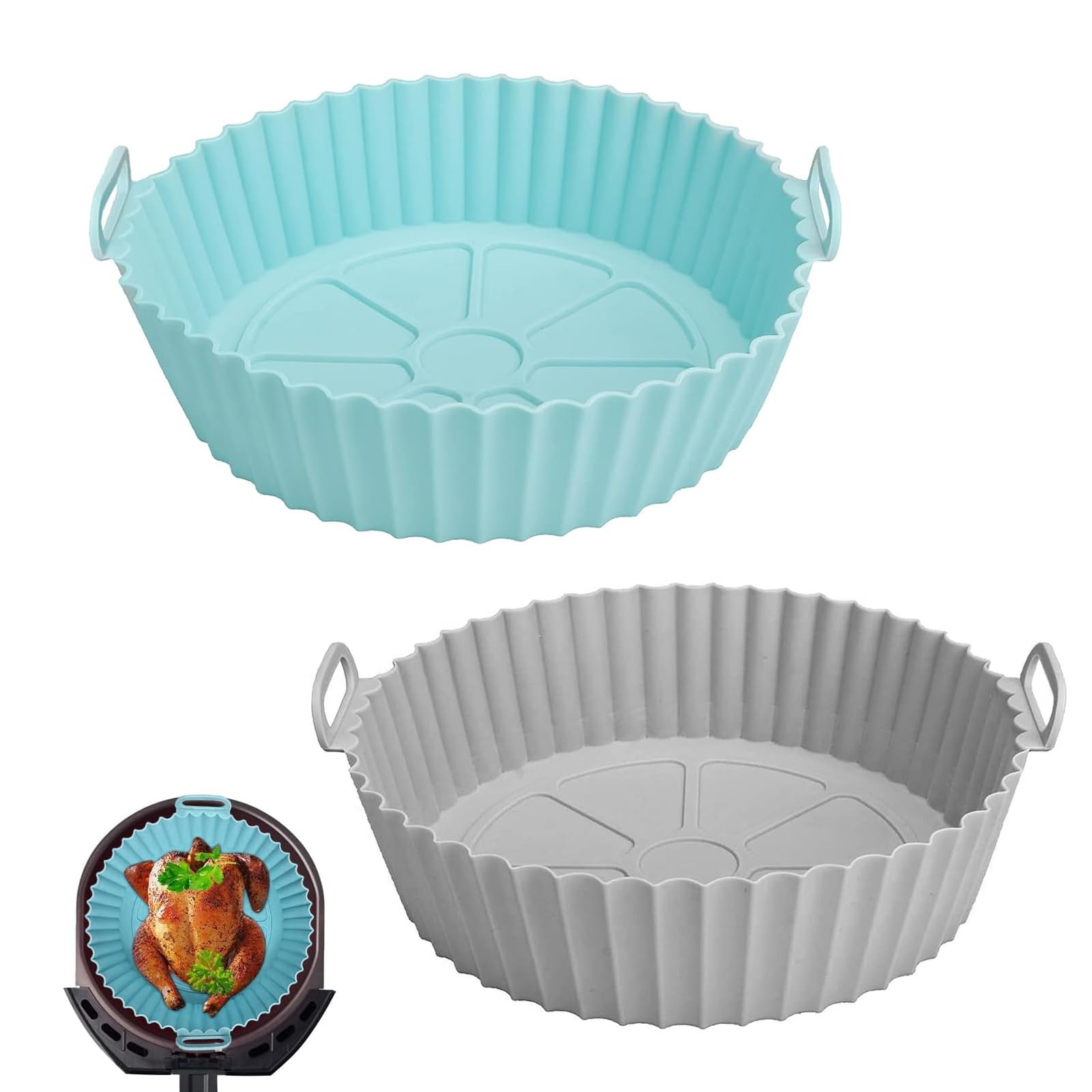 2 Pack Silicone Air Fryer Liner, Airfryer Accessories, 7.8inch Liners for Air Fryer Baskets, Reusable Air Fryer Trays, Air Fryer Inserts, Replacement for Disposable Parchment Paper Liner-image-13