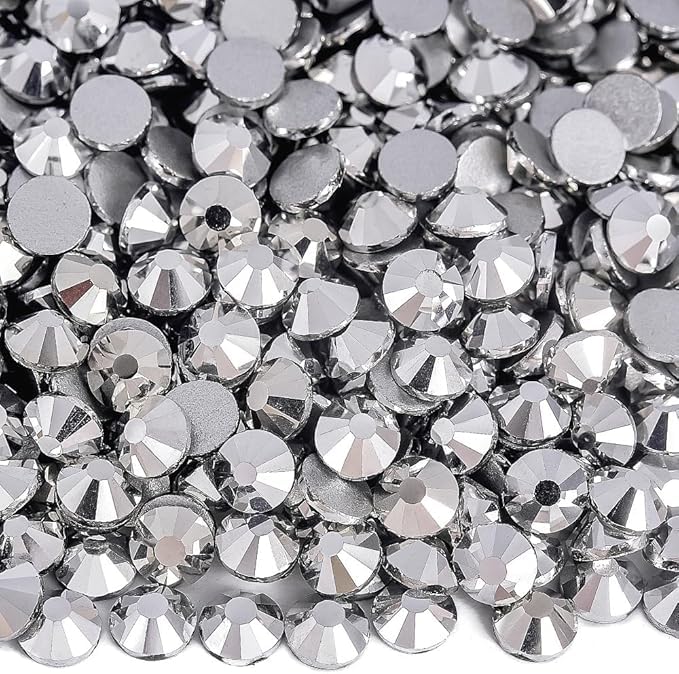 Image of 2880pcs Glass Flatback Rhinestones for Nail Art Crafts, Multi-Size Round Crystal Gems for DIY Decoration 2-4.8mm SS6-20 Silver