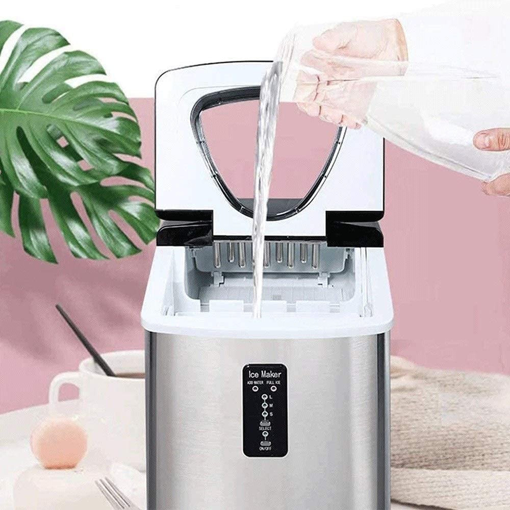 Fabbricatore di Ghiaccio,Macchina per Ghiaccio in Acciaio Inossidabile Macchina per Ghiaccio da Banco Cubetti di Ghiaccio Domestici Pronti in 6 Minuti Funzione Autopulent