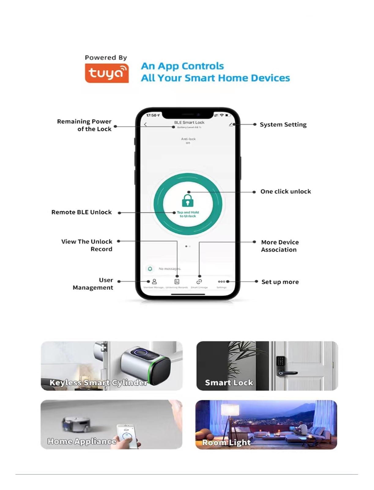 eLinkSmart Deurslotcilinder 75 mm (37,5/37,5) met bluetooth-app