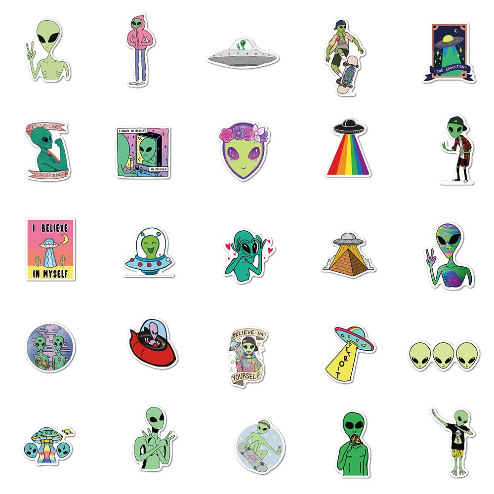 Alien Adesivi 50 pezzi adesivi in vinile per laptop, paraurti, skateboard, bottiglie d'acqua, computer, telefono, adesivi anime dei cartoni animati per bambini adolescenti adulti