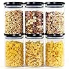 Glass Jars with Black Lids, Glass Food Storage Containers with Airtight lids, Glass Food Jars, Glass kitchen Canisters Sets, Glass Pantry Organization and Storage Containers, Glass Jar (27oz-6pcs)