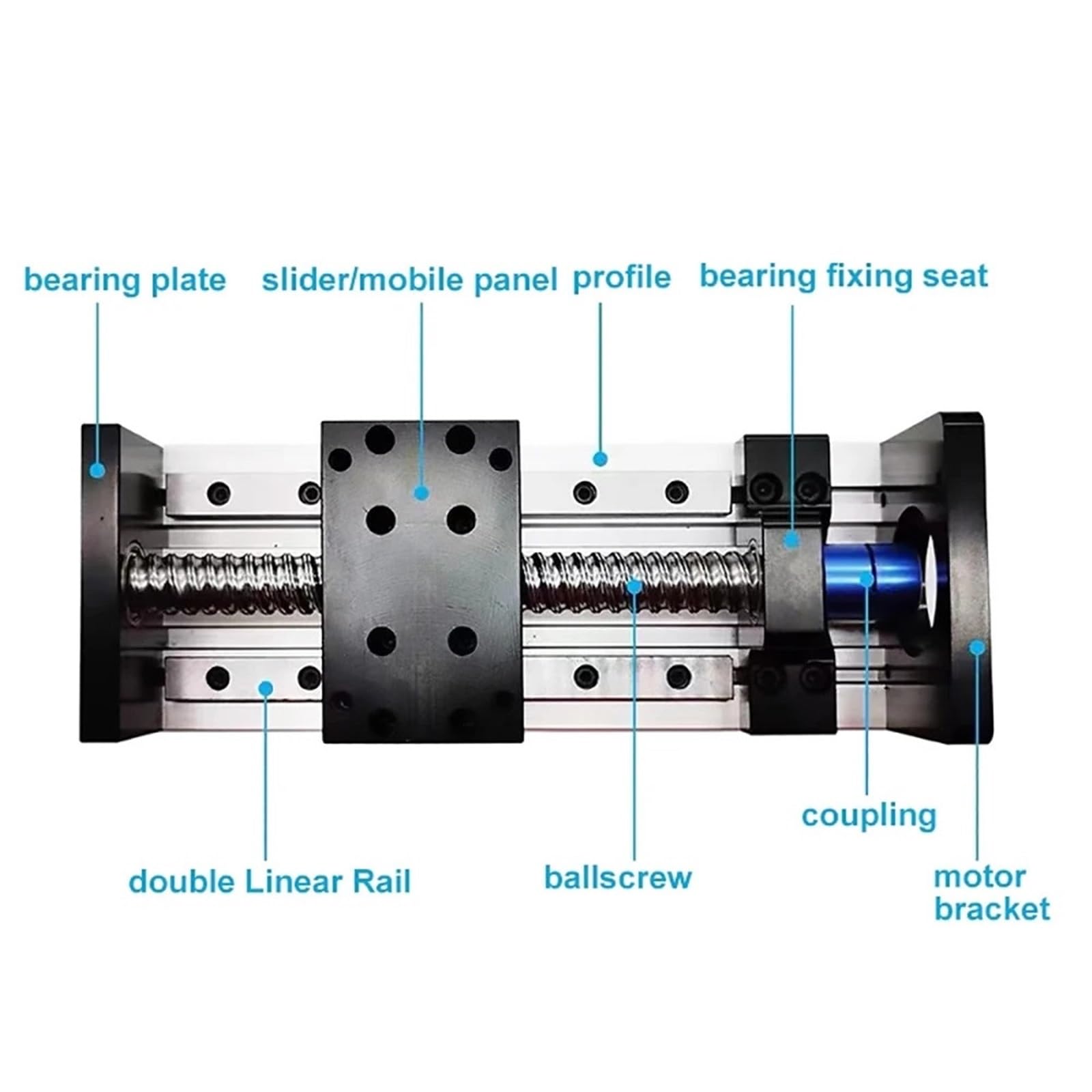 Dual Optical Axis Manual Sliding Table Rail Guide 100-500mm Effective Stroke SFU1610 Linear Guid Double Square Sliding Table Block Carriage Ball Screw Platform Motion(Stroke 100mm)