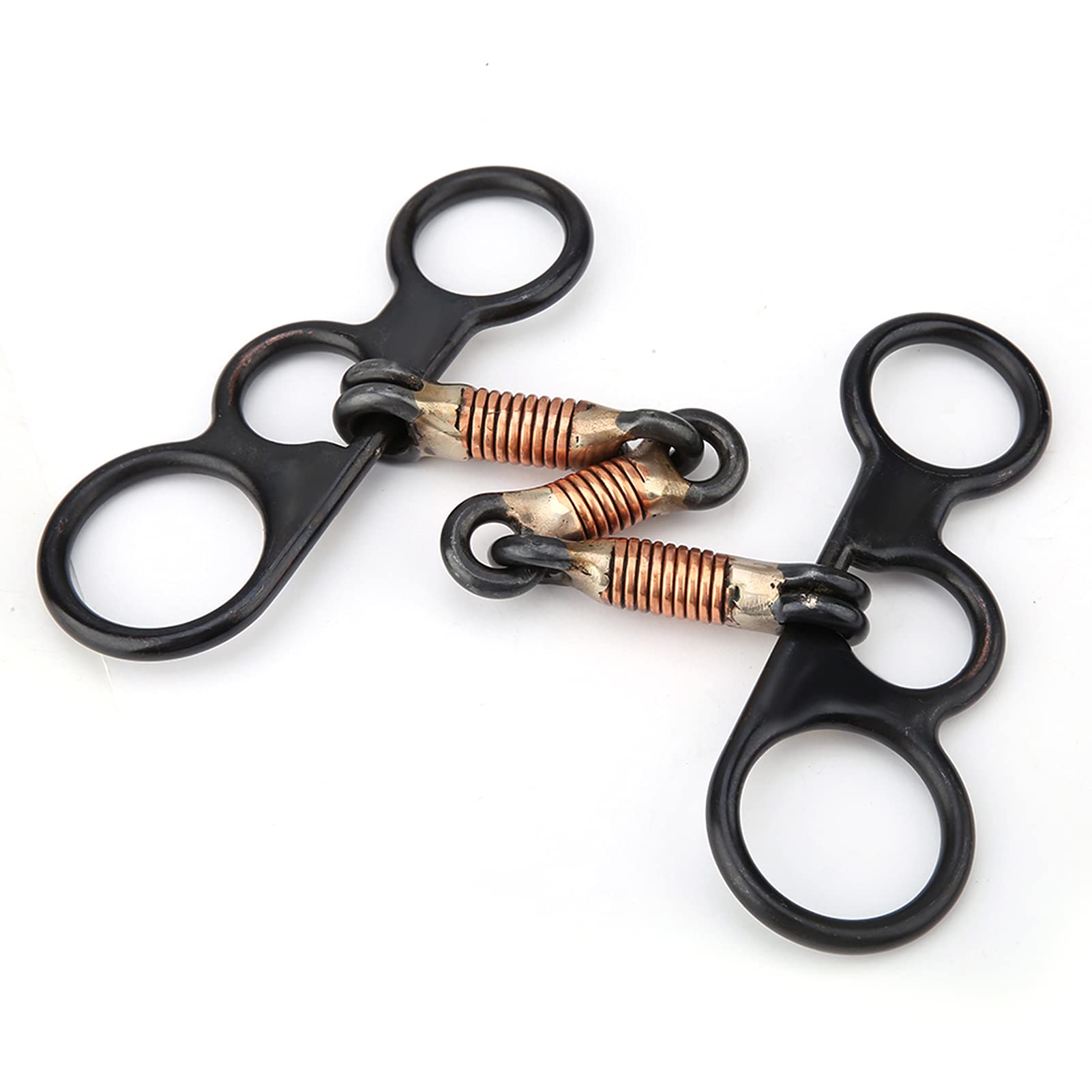 Filetto per Cavallo, morso per bavaglio Ovale da Masticare per Cavallo con Filo di Rame Avvolto in Ferro Nero per addestramento, Accessorio da Corsa per Filetto