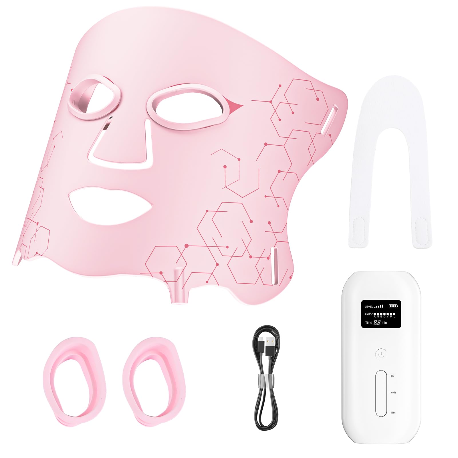 LED Light Therapy mask E106A for Face LED Light Therapy Mask with Adjustable Brightness and Timer Soft Silicone
