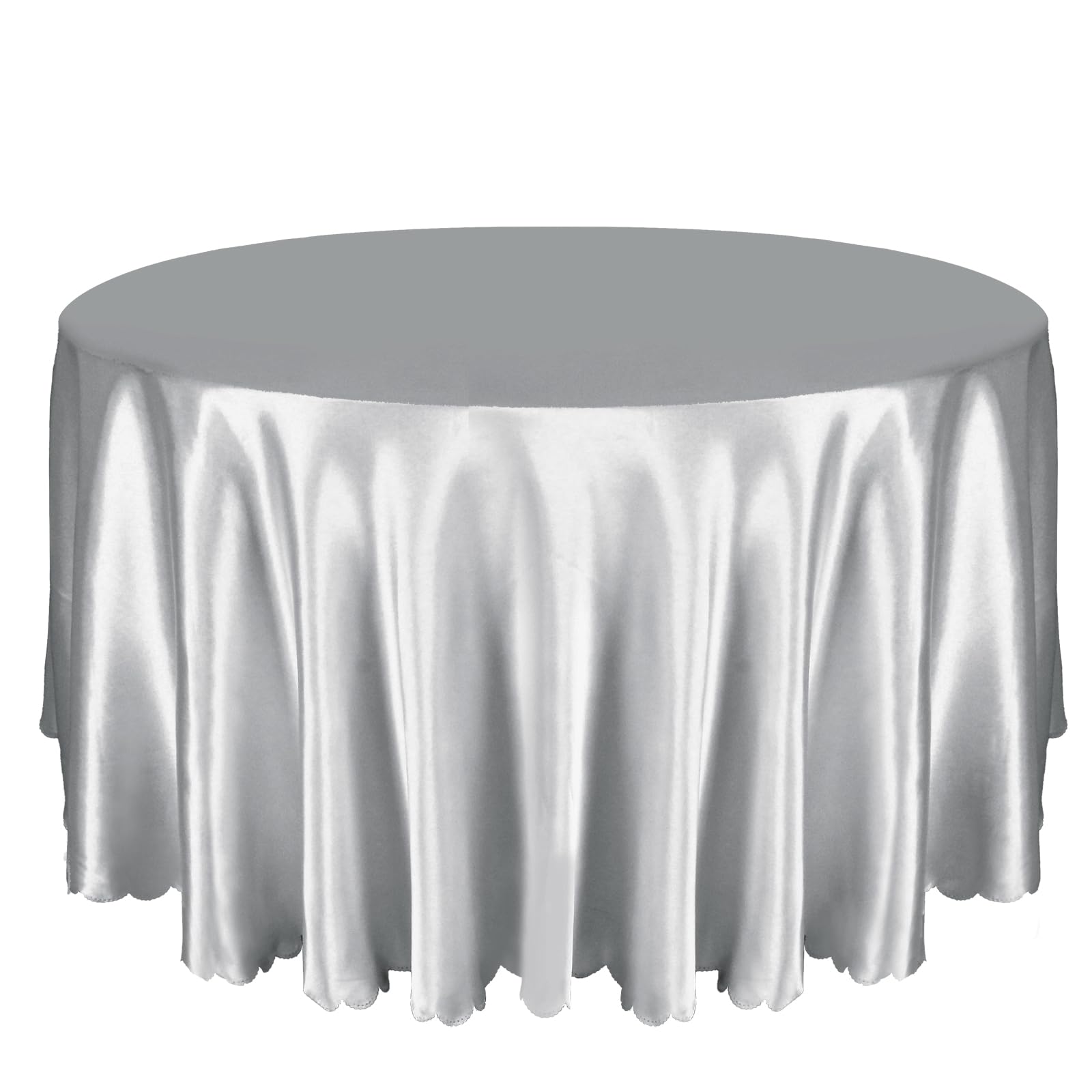 Entisn Light Gray 90 Inch Round Satin Tablecloth, Wrinkle-Free Party Cover