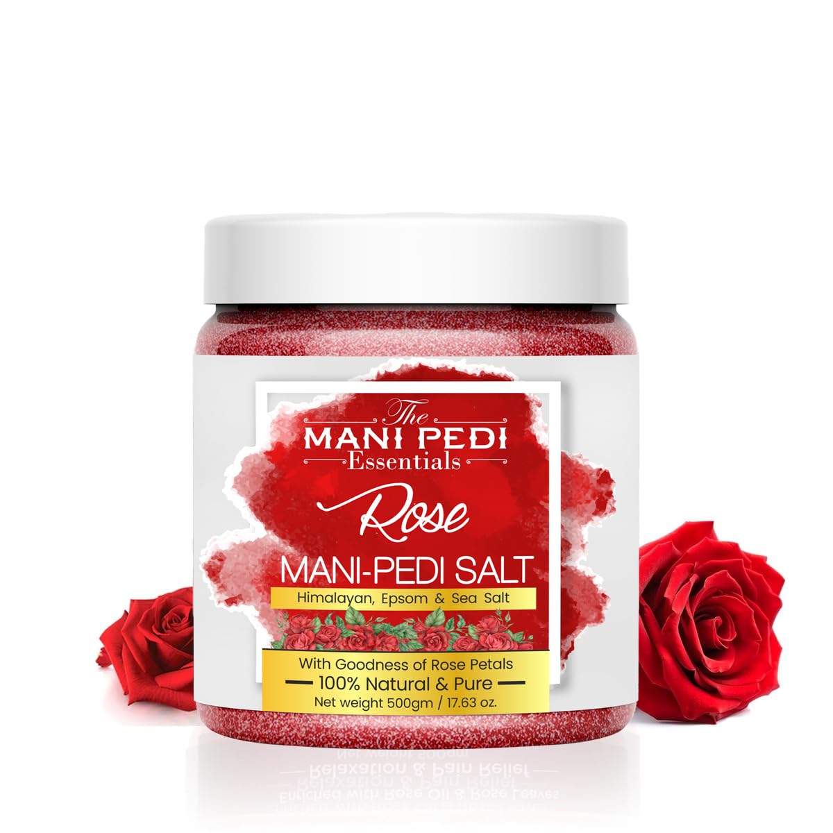 THE MANI PEDI ESSENTIALS Rose Manicure & Pedicure Salt. Sea, Epsom & Himalayan Salts infused with Rose Petals & Essential Oils. Ideal Foot Soak for Dead Skin & Tan Removal. 100% Natural - 500gm-picture-28