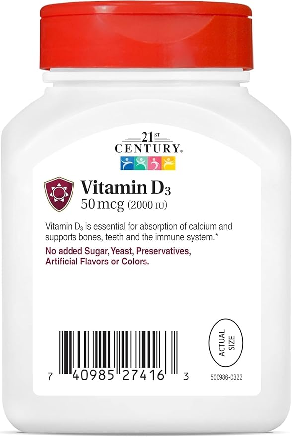 21st Century D3 2000 IU Softgels 250 Cuentas miniatura 3