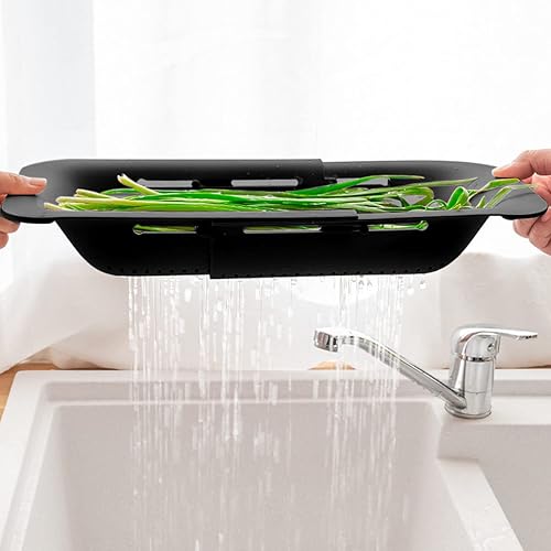 Miniatura 6 de Coladores y coladores plegables para fregadero, cesta extensible de plástico para frutas y verduras, cesta escurridor para cocina (longitud 13.6 a