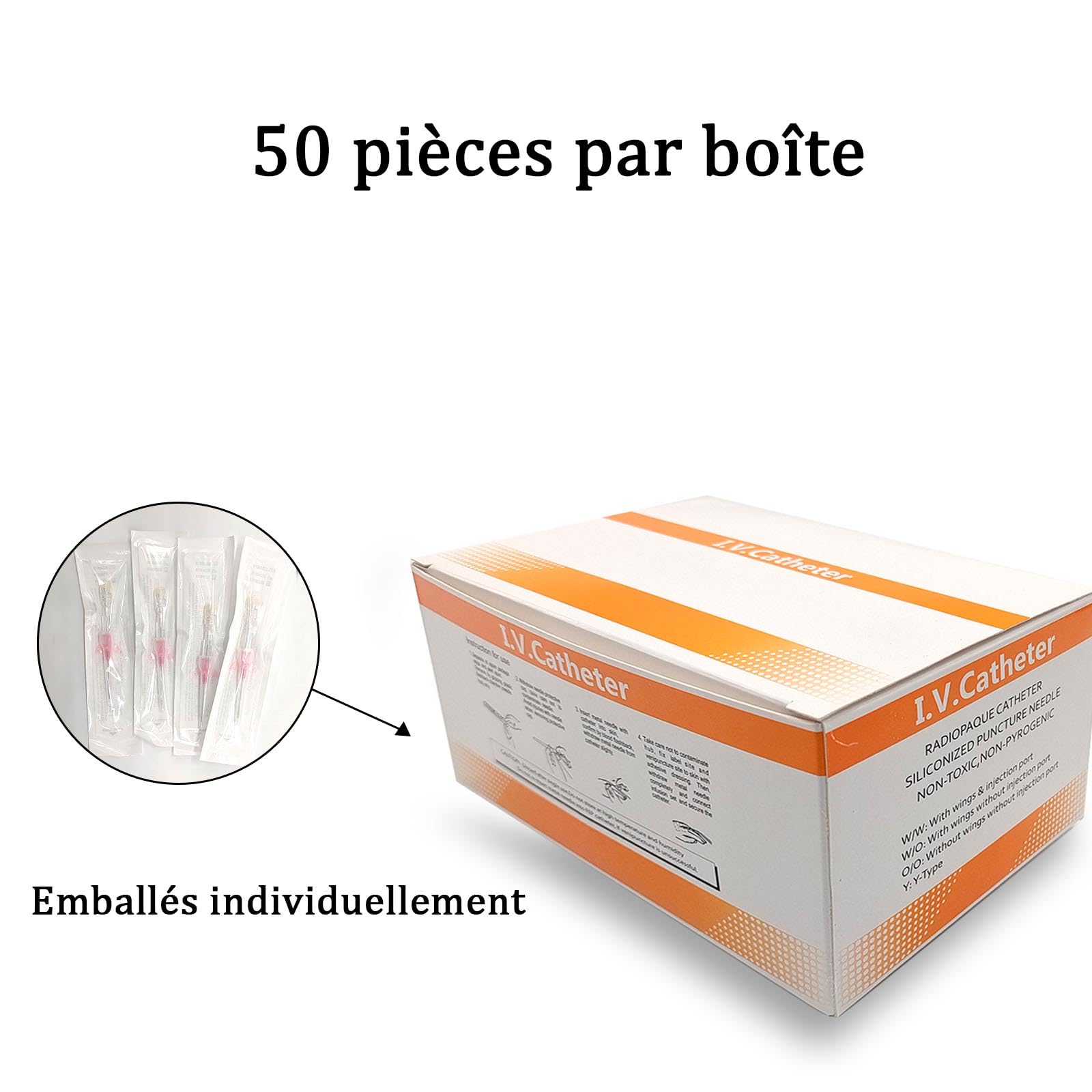 50PCS Aiguille à demeure vétérinaire, Cathéter IV vétérinaire, Cathéters intraveineux vétérinaires jetables, Instruments vétérinaires pour tous types d'animaux. (24G)